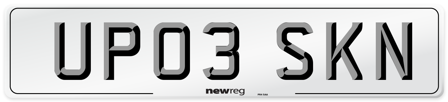 UP03 SKN Number Plate from New Reg